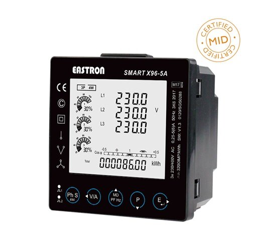 SMART X96-5-A MID 3 fase kWh energie meter MODBUS -/5A LCD MID gekeurd - Smart x96 5 a mid 3 fase kwh energie meter modbus 5a lcd mid gekeurd - SMART X96-5-A MID
